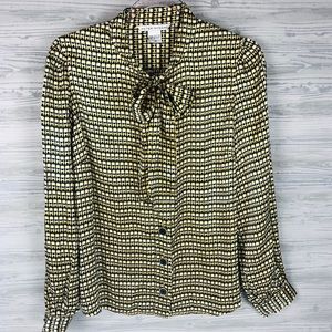 Peter Nygard Silk Tie Neck Top, Sz 12